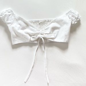 Zaful white front tie top